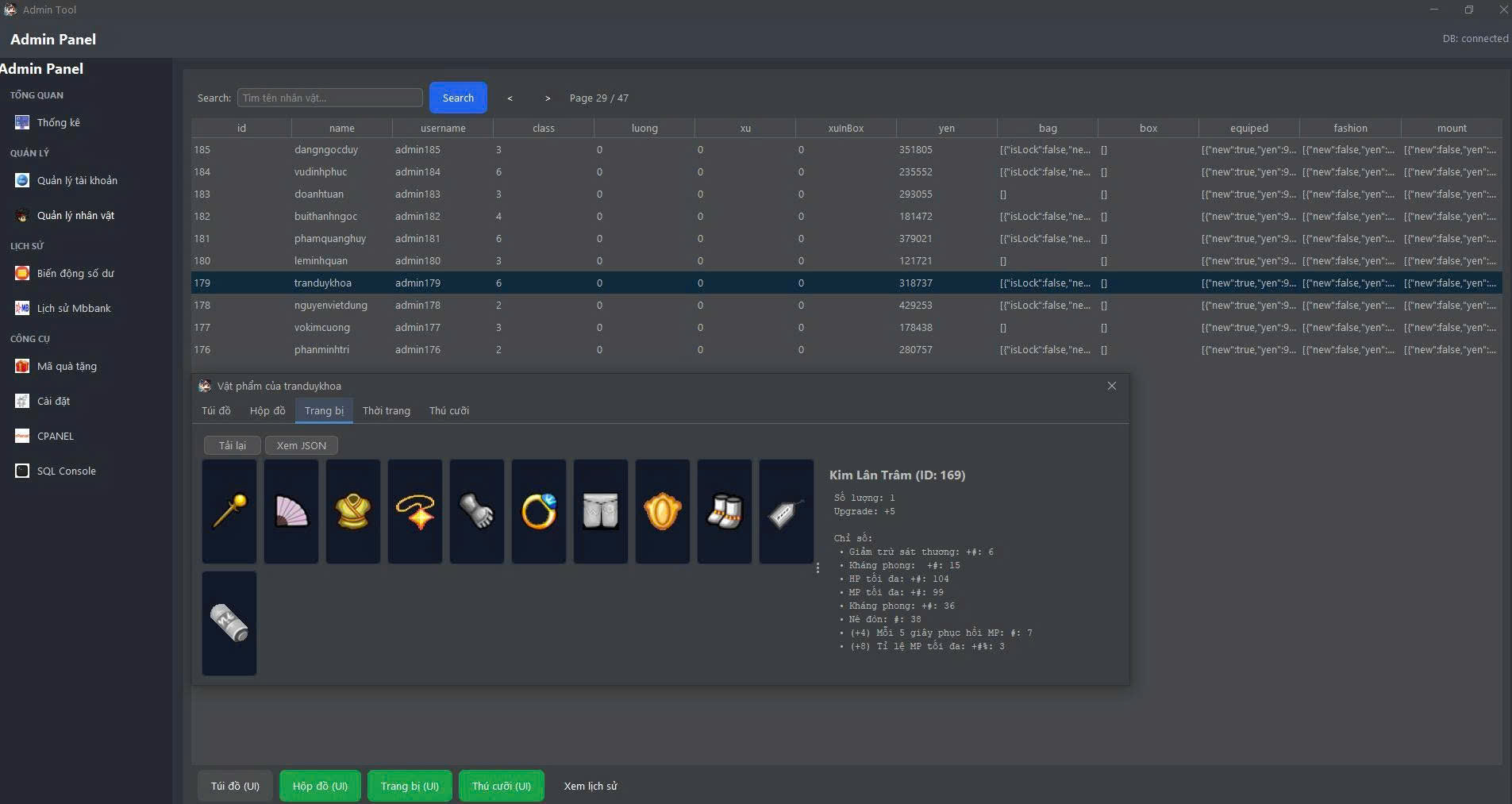 tool quản lý server khi dùng src của mình
